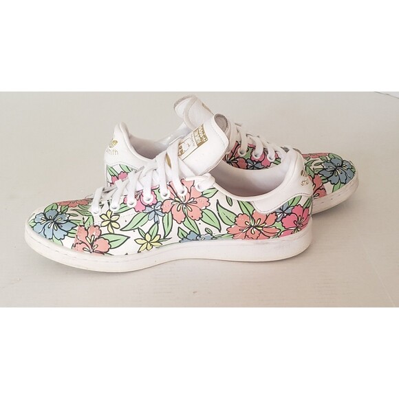 Adidas Stan Smith Womens Leather Originals Floral Print Primegreen Size 10 - Picture 4 of 16